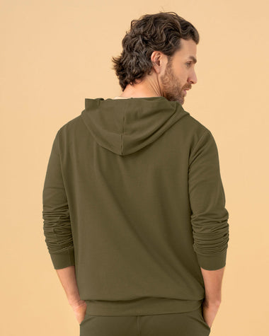 Buzo manga larga con capucha y cierre#color_a91-verde-militar