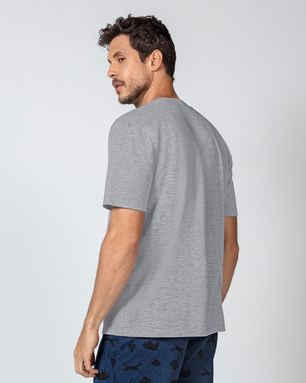 Camiseta básica manga corta con cuello redondo para hombre