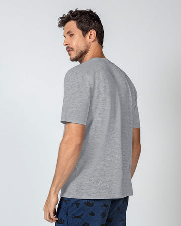Camiseta básica manga corta con cuello redondo para hombre#color_717-gris-jaspe
