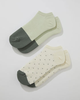 Calcetines tobillero deportivos x 2 femenino Pointt#color_s08-surtido-verde-marfil