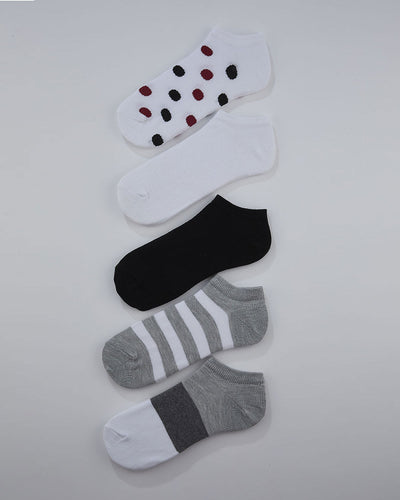 P x 5 Calcetines Tobilleros lisos femeninos#color_s04-surtido-grises-y-blanco
