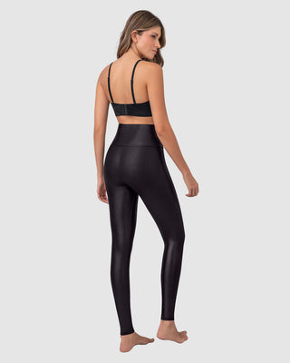Legging con cierre de control en abdomen en imitación cuero#color_700-negro