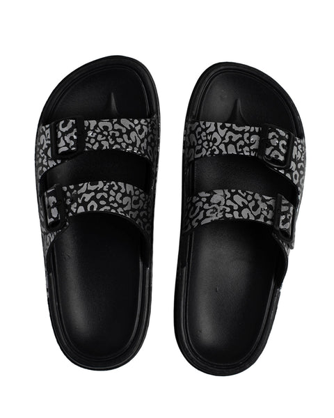 SOKET® Sandalia femenina en material EVA estilo sueco#color_700-negro-plata