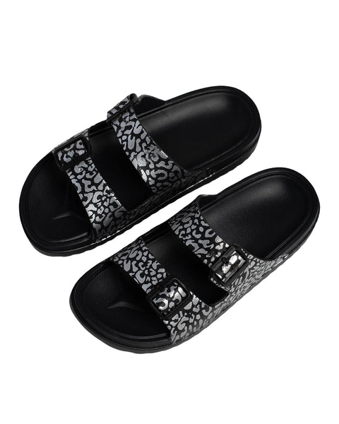 SOKET® Sandalia femenina en material EVA estilo sueco#color_700-negro-plata