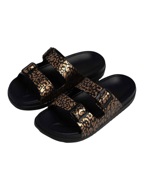 SOKET® Sandalia femenina en material EVA estilo sueco#color_701-negro-dorado