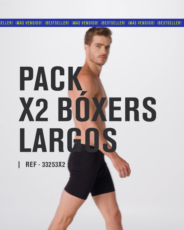 Paquete x2 bóxers largos ajustado en algodón