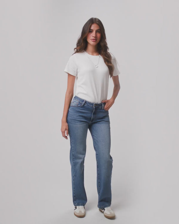 Jean bota recta para mujer