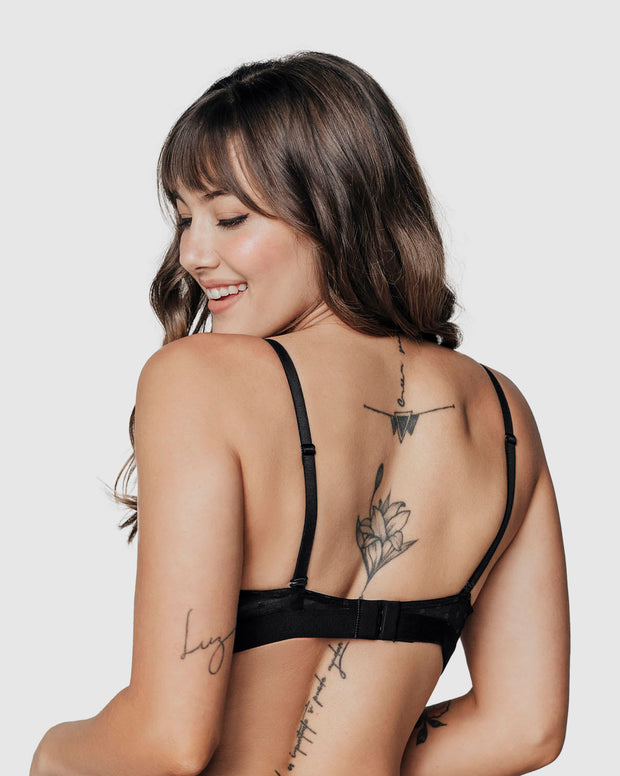 Brasier balconet con realce alto y espalda en tul