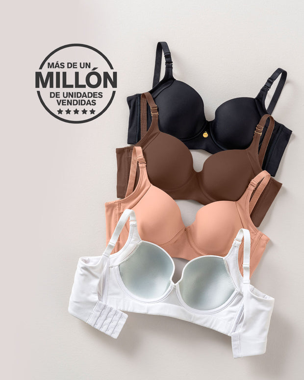 Paquete x2 brasieres de realce suave y cubrimiento alto en sisa y espalda cover bra