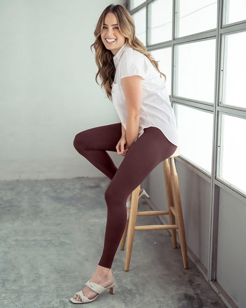 Legging de tiro alto de control en abdomen y piernas#color_320-vino-oscuro