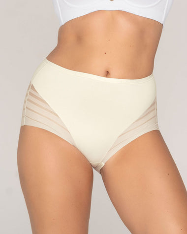 Panty faja clásico con control moderado de abdomen y bandas en tul#color_898-marfil