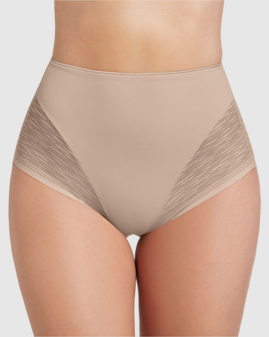Panty faja clásico invisible con transparencias en glúteos y laterales#color_802-cafe-claro
