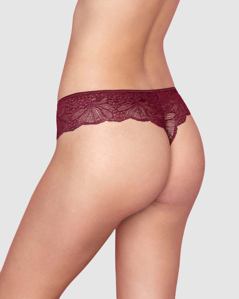 Panty estilo tanga brasilera con laterales y encaje#color_220-vino