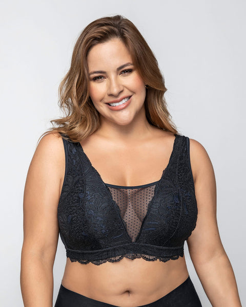 Bralette multiusos sexy siempre en encaje ideal para prótesis de mastectomía#color_700-negro