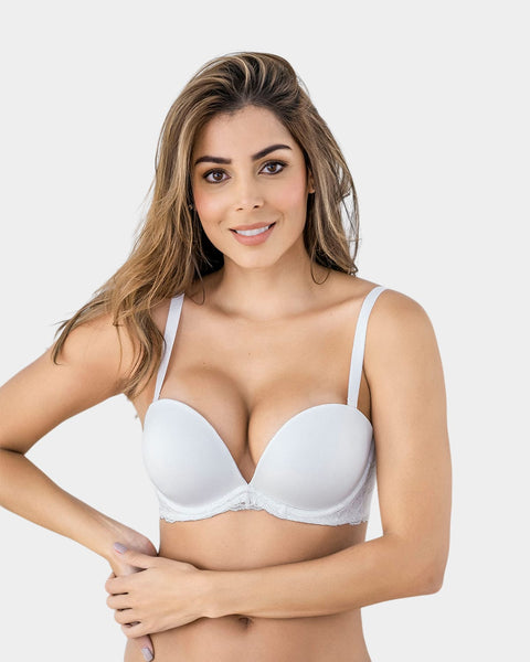 Brasier triple realce efecto 3d escote profundo#color_000-blanco