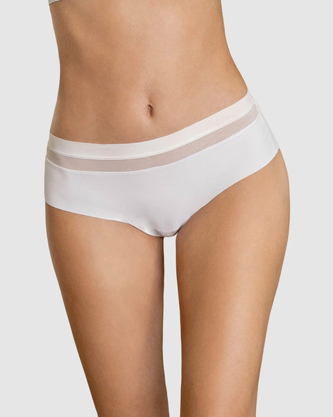Panty cachetero con franja transparente decorativa#color_000-blanco