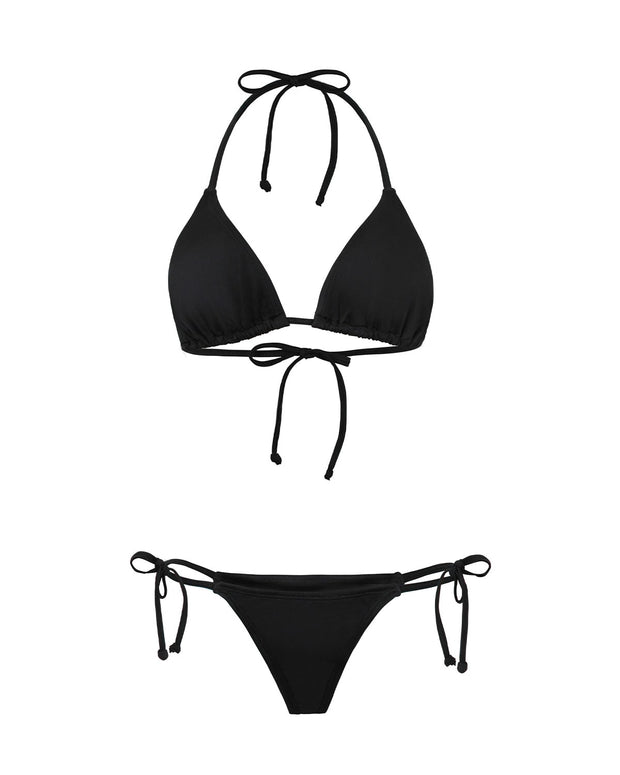 Vestido de baño bronceado perfecto bikini con top y panty anudables#color_701-negro