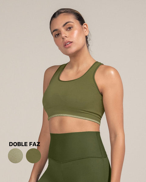Top sin costuras doble faz con soporte alto de busto#color_475-verde