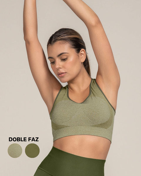 Top sin costuras doble faz con soporte alto de busto#color_475-verde