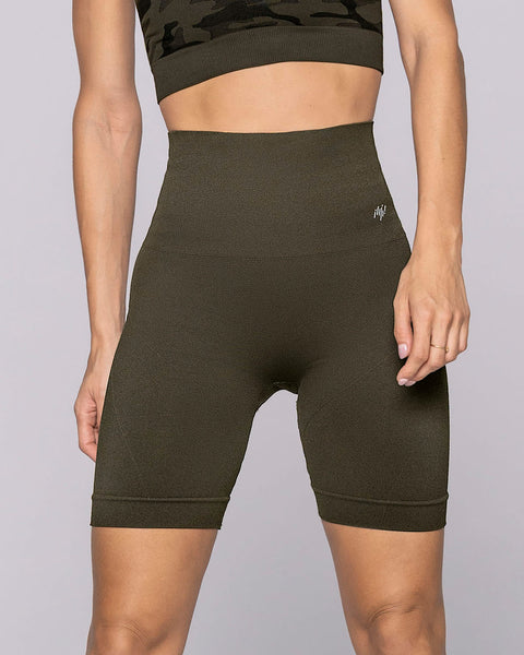 Short ciclista sin costuras control fuerte en abdomen medio y moderado en muslos#color_695-verde-oscuro