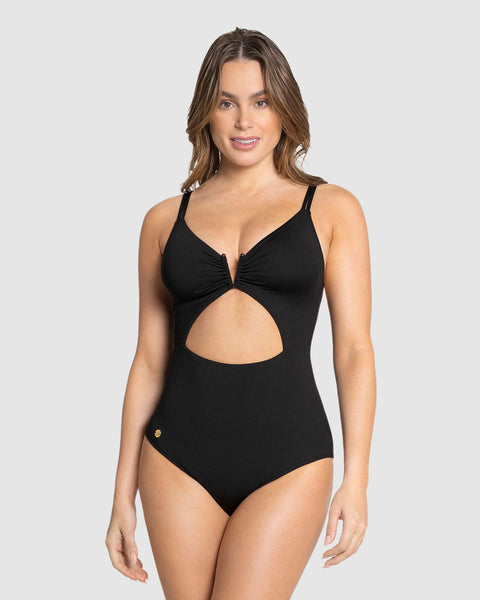 Vestido de baño entero con control suave en abdomen bajo#color_700-negro