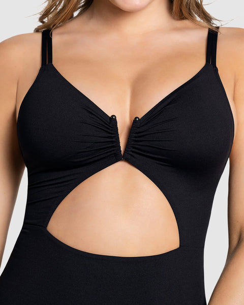 Vestido de baño entero con control suave en abdomen bajo#color_700-negro