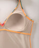 Vestido de baño con drapeado en el escote bio-pet#color_204-estampado-hojas-naranja