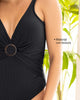 Vestido de baño de control de abdomen con textura acanalada#color_700-negro