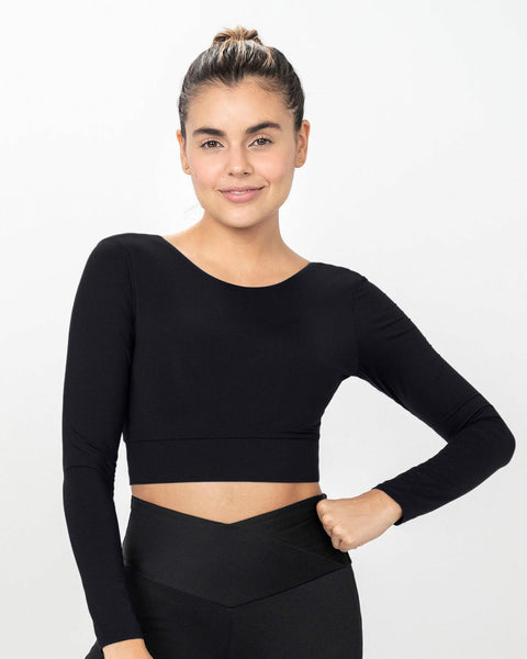 Crop top manga larga deportivo new arrivals