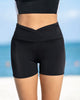 Vestido de baño de dos piezas con top deportivo y short de control suave de abdomen#color_700-negro