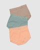 Paquete x 3 confortables panties clásicos de ajuste y cubrimiento total#color_s19-mandarina-gris-verdoso-cafe-claro