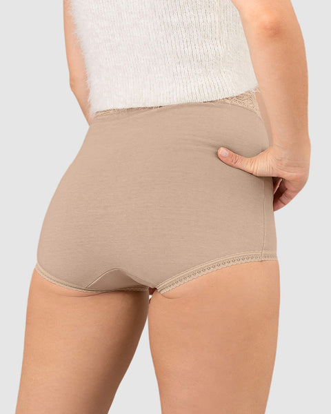 Paquete x 3 confortables panties clásicos de ajuste y cubrimiento total#color_s19-mandarina-gris-verdoso-cafe-claro