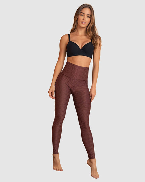 Legging control fuerte de abdomen textura acanalada#color_447-terracota