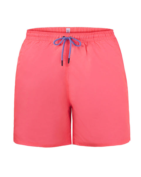 Pantaloneta corta de baño para hombre elaborada con pet reciclado#color_375-coral-neon