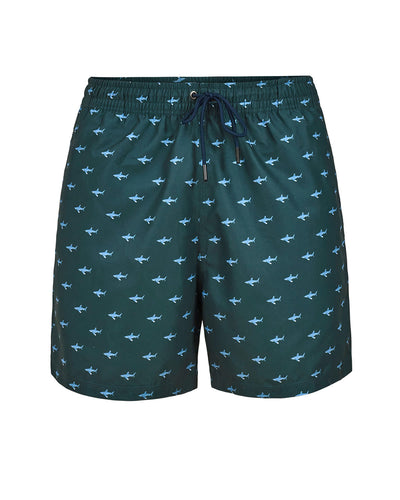 Pantaloneta de baño con malla interna y cintura ajustable#color_552-estampado-tiburones