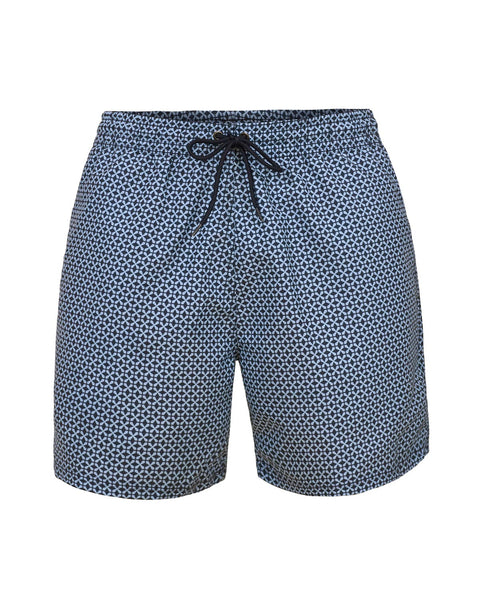 Pantaloneta de baño masculina con práctico bolsillo al lado derecho#color_055-estampado-azul-oscuro