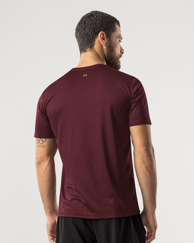 Camiseta deportiva masculina semiajustada de secado rápido#color_320-vino