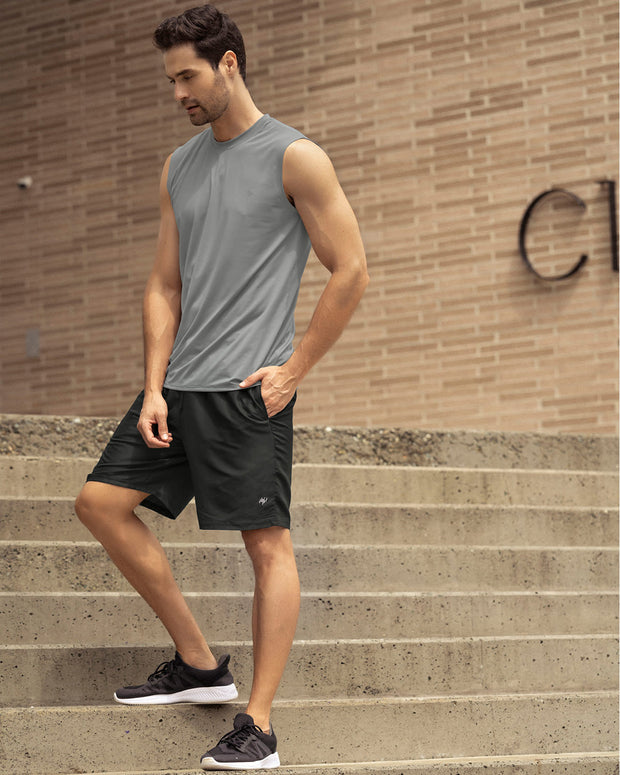 Camiseta manga sisa deportiva y de secado rápido para hombre#color_737-gris-claro