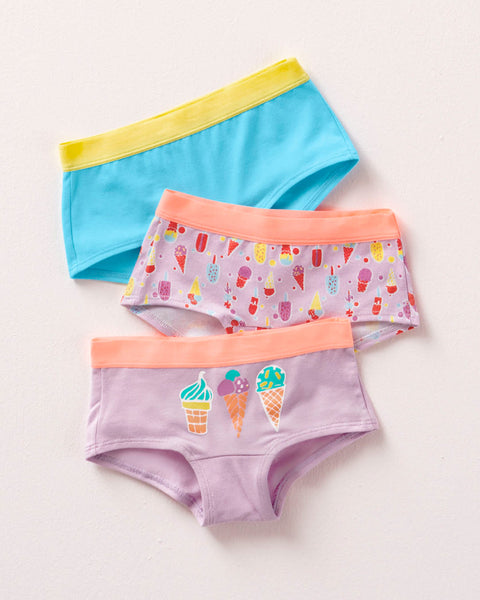 Paquete x 3 panties tipo hipster en algodón suave para niña#color_s35-lila-estampado-paletas-celeste-paletas