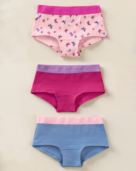 Paquete x 3 panties tipo hipster en algodón suave para niña#color_s40-mariposas-rosa-oscuro-azul