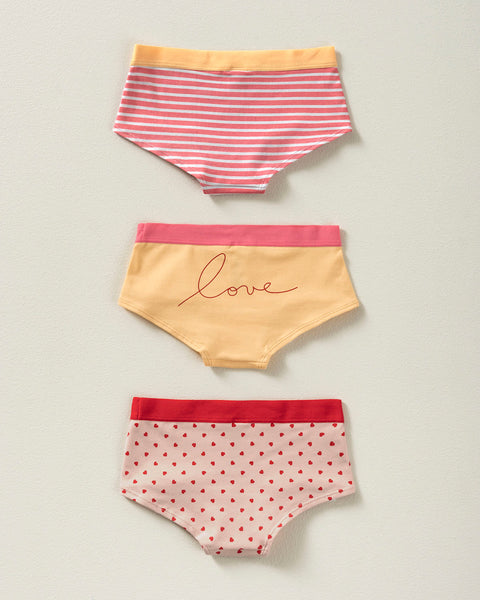 Paquete x 3 panties tipo hipster en algodón suave para niña#color_s41-corazones-rayas-estampado-love