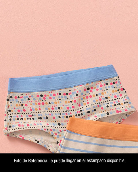 Paquete x 5 panties tipo hipster en algodón suave para niña#color_980-estampado-surtido