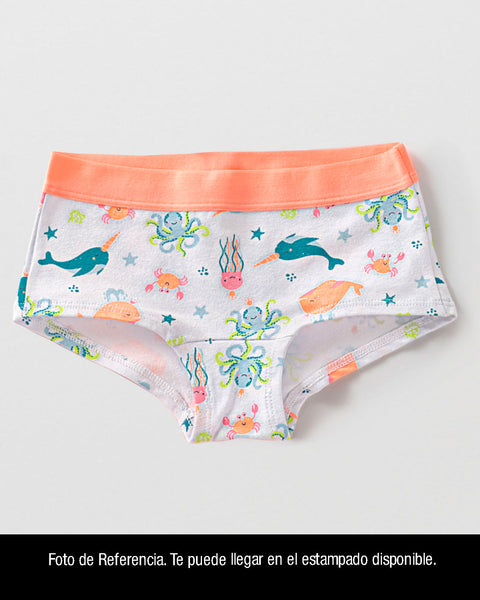 Paquete x 5 panties tipo hipster en algodón suave para niña#color_980-estampado-surtido