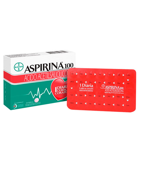 Aspirina 100 mg ácido acetilsalicílico cardiovasculares caja x 28 tabletas#color_sin-color