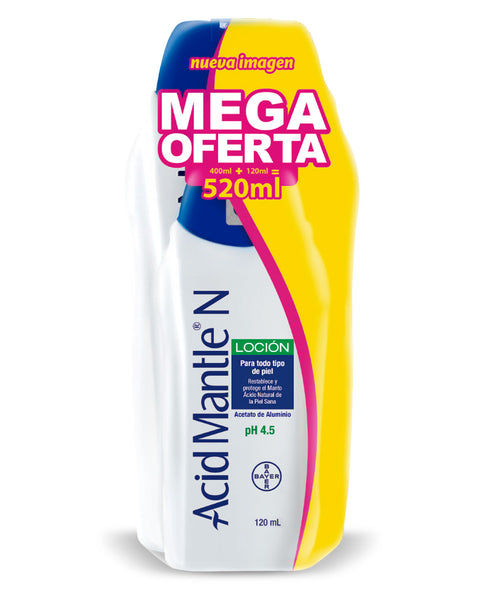 Acid Mantle® N Loción Acetato de Aluminio pH 4.5 Frasco x 400 ml + Frasco x 120 ml#color_sin-color