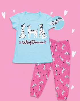 Pijama larga niña dálmatas#color_547-azul-rosado
