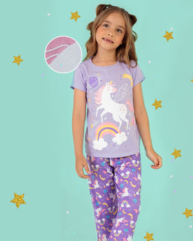 Pijama larga niña unicornio#color_411-lila