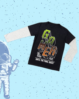 Pijama niño pantalón + camiseta dino astronauta Cool & Dry