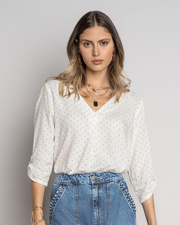 Blusa manga 3/4 con charretera no funcional