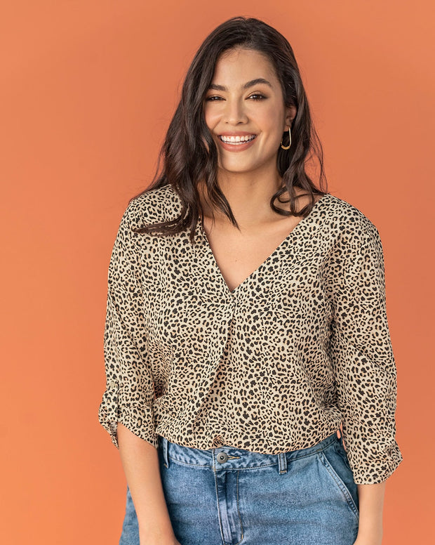 Blusa manga 3/4 con charretera no funcional